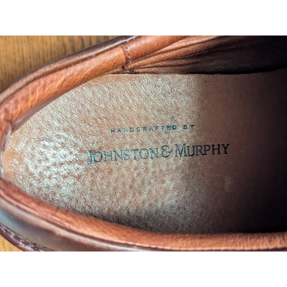 Johnston & Murphy Sz 9.5 Oxford Brown Leather Men Lace Up ‎ Medium - Picture 8 of 10
